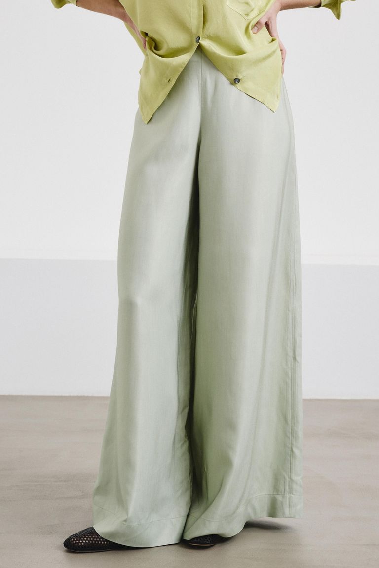 Pantalone pancia piatta in twill di viscosa