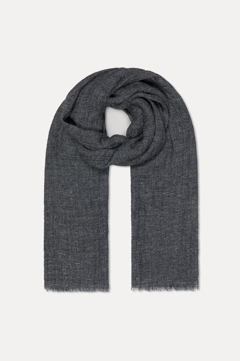 Scarf in melange linen gauze graphite