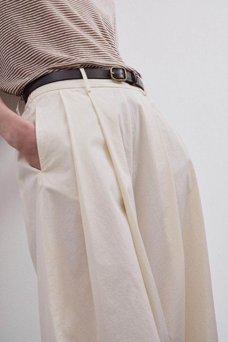 Pantalon large en gabardine de coton