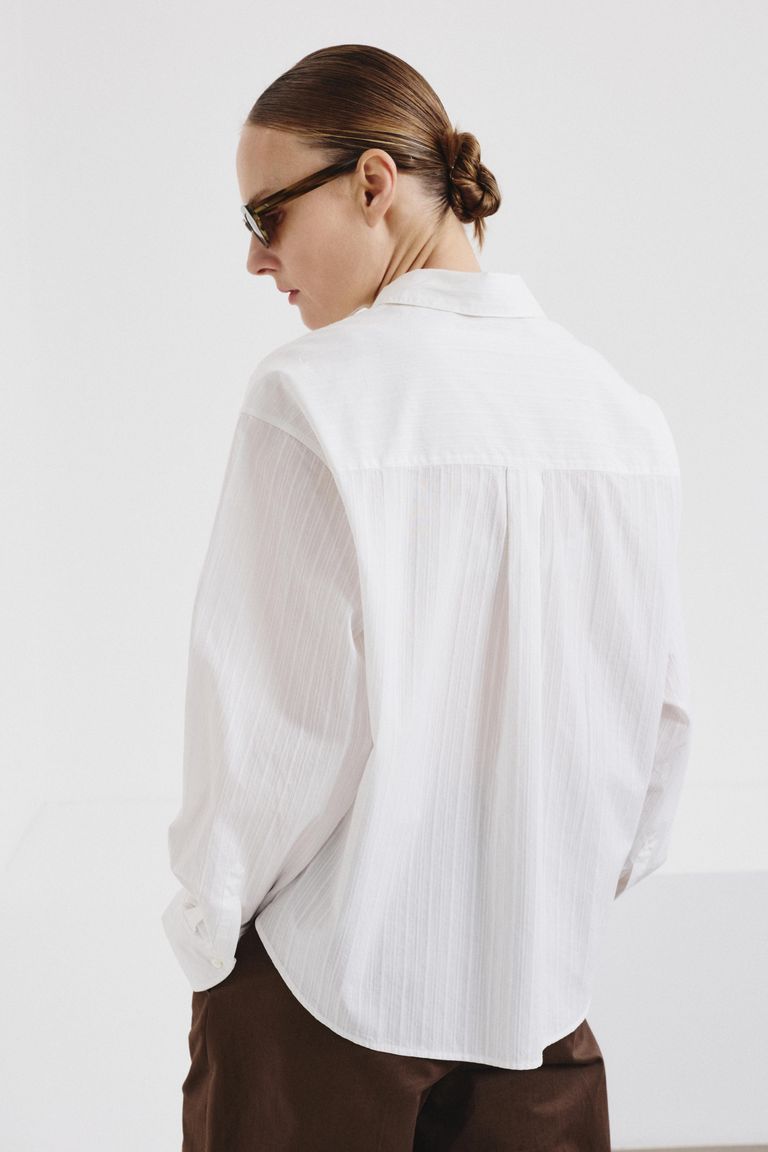Tone-on-tone striped jacquard cotton shirt