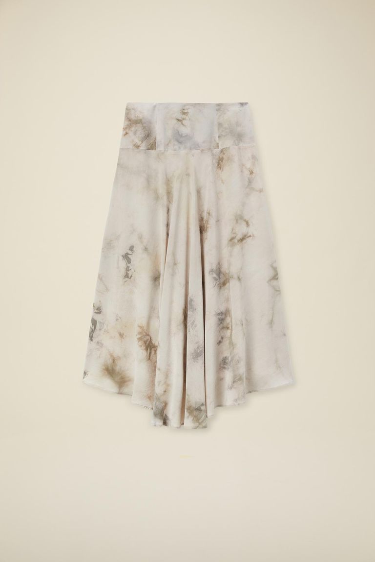 Gonna in crepe de chine con maltintura