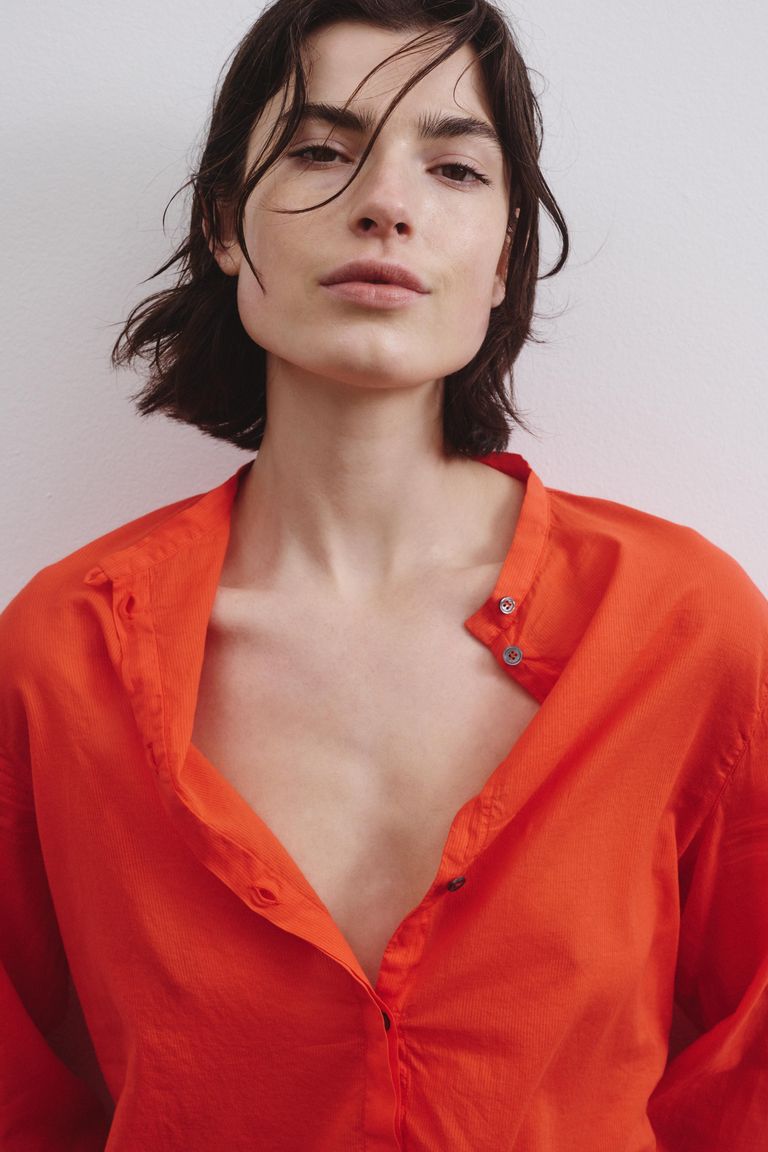 Cotton muslin shirt poppy