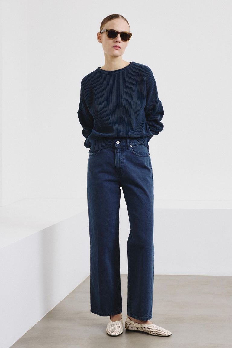 Straight-fit cotton drill trousers