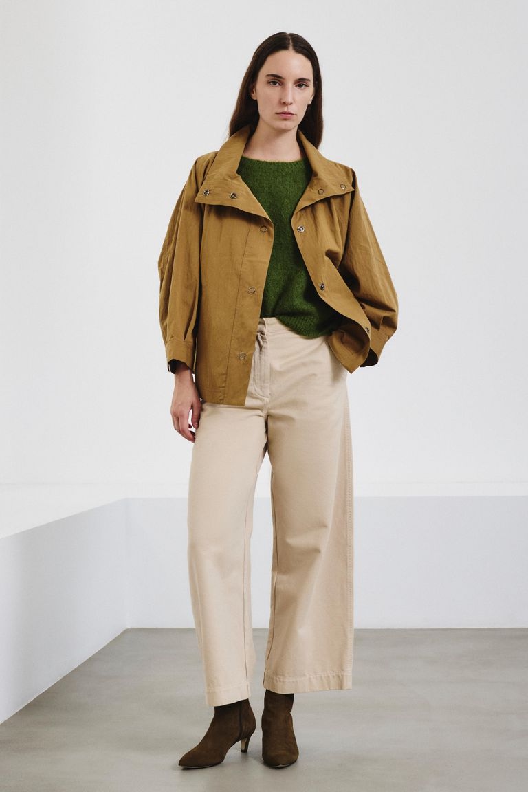 Pantalone barrel in drill di cotone smerigliato