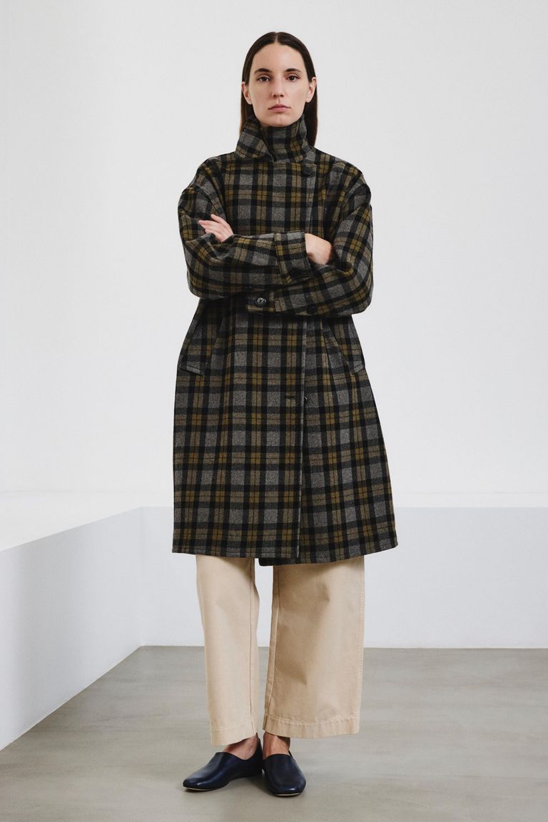 Tartan wool cloth coat