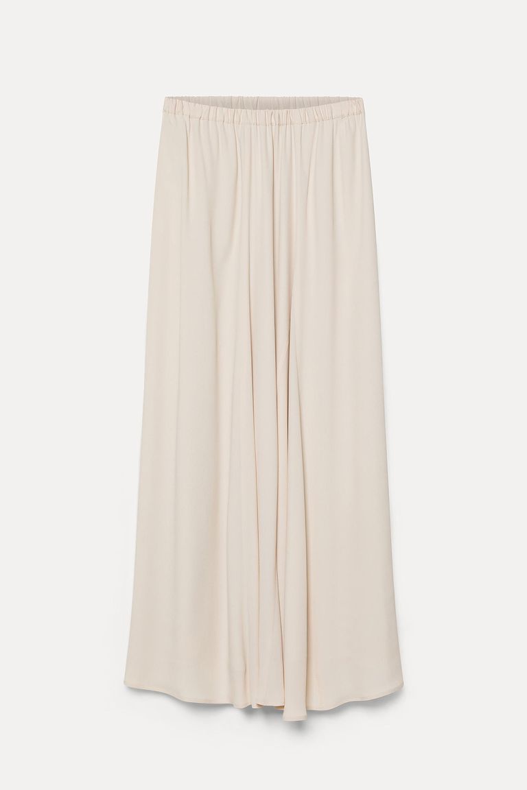 Acetate and viscose crêpe skirt wheat