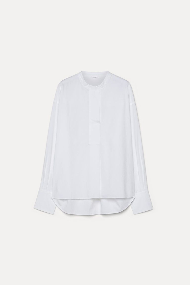 Polo-button shirt in cotton poplin optic white