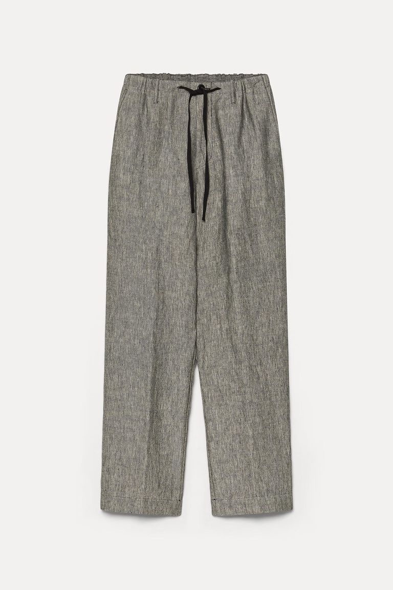 Pantalone in twill melange di lino e cotone