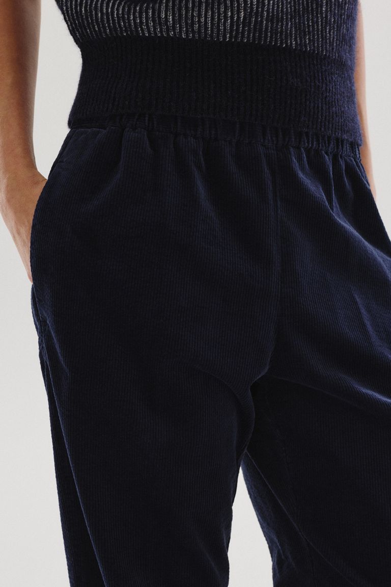 Pantalon de jogging en velours côtelé bleu foncé