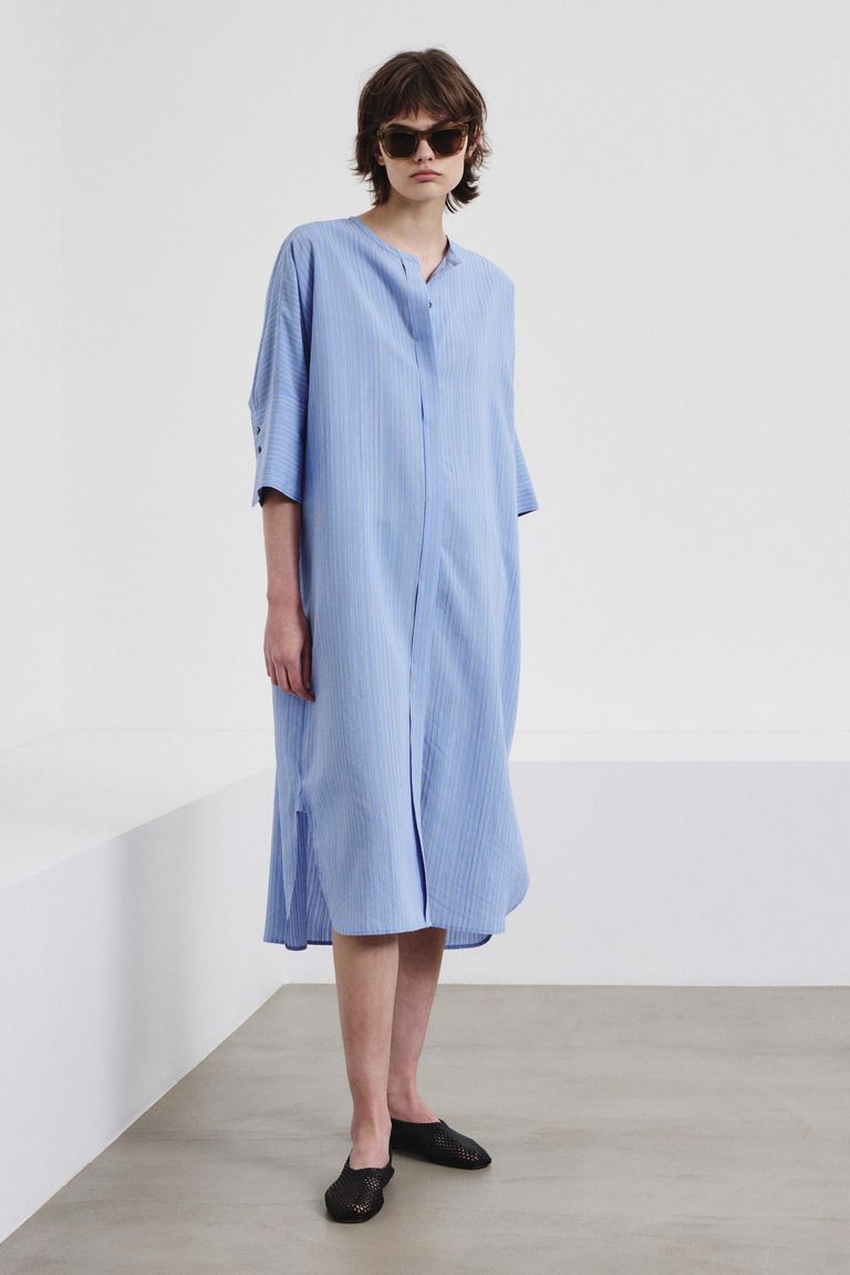 Striped viscose shirt dress