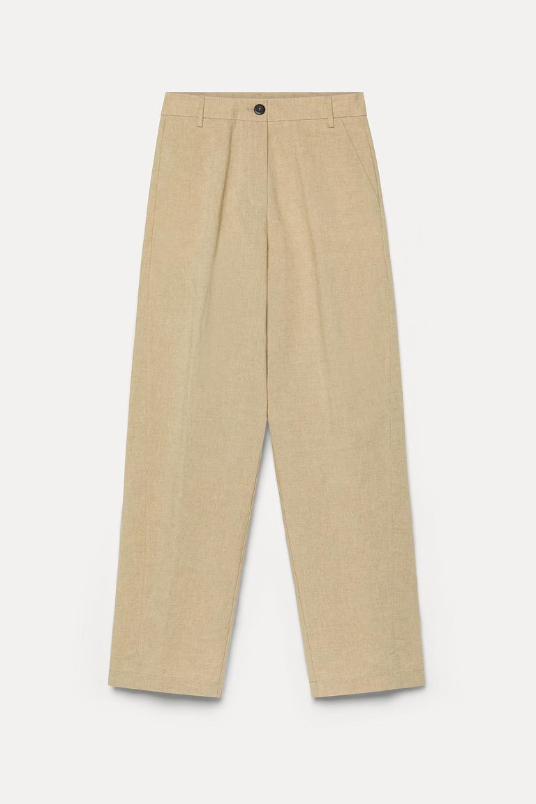 Pantalone in diagonale di cotone e lino