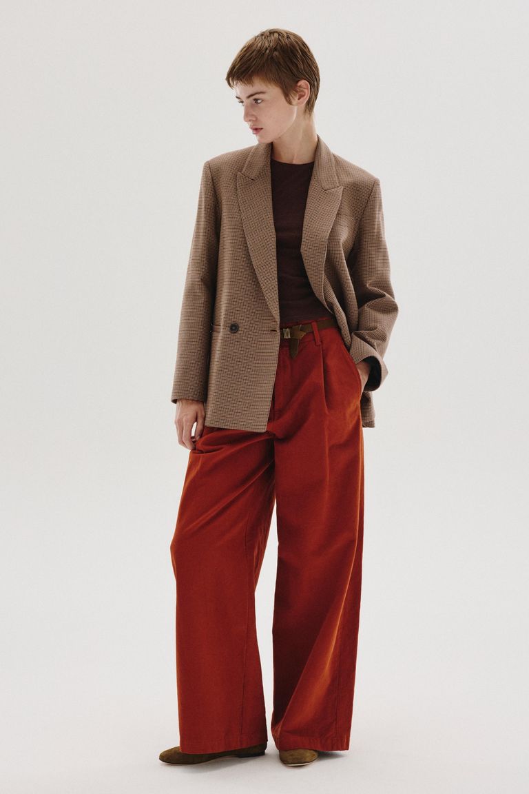 Pantalone ampio in drill di cotone smerigliato cotto