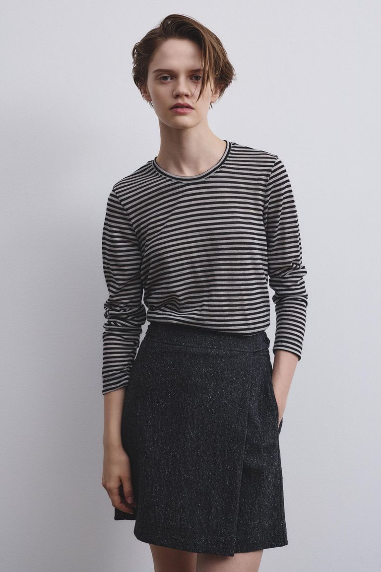 Long-sleeved striped jersey t-shirt