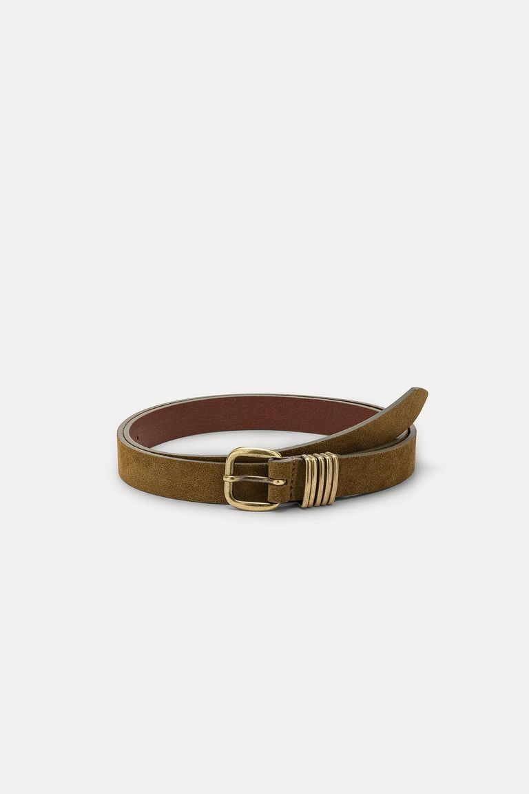Suede leather belt mustard