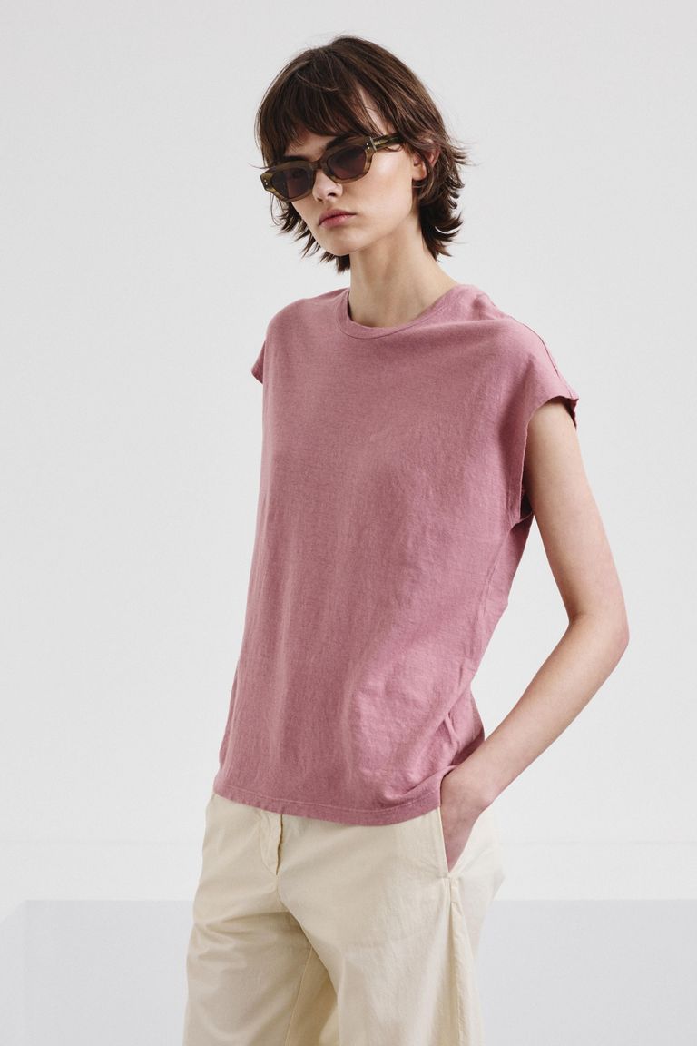 Linen and cotton jersey top