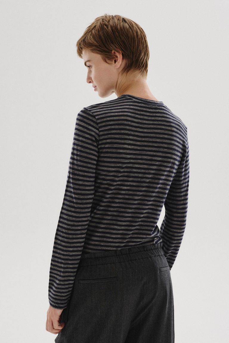 T-shirt in jersey rigato di lana