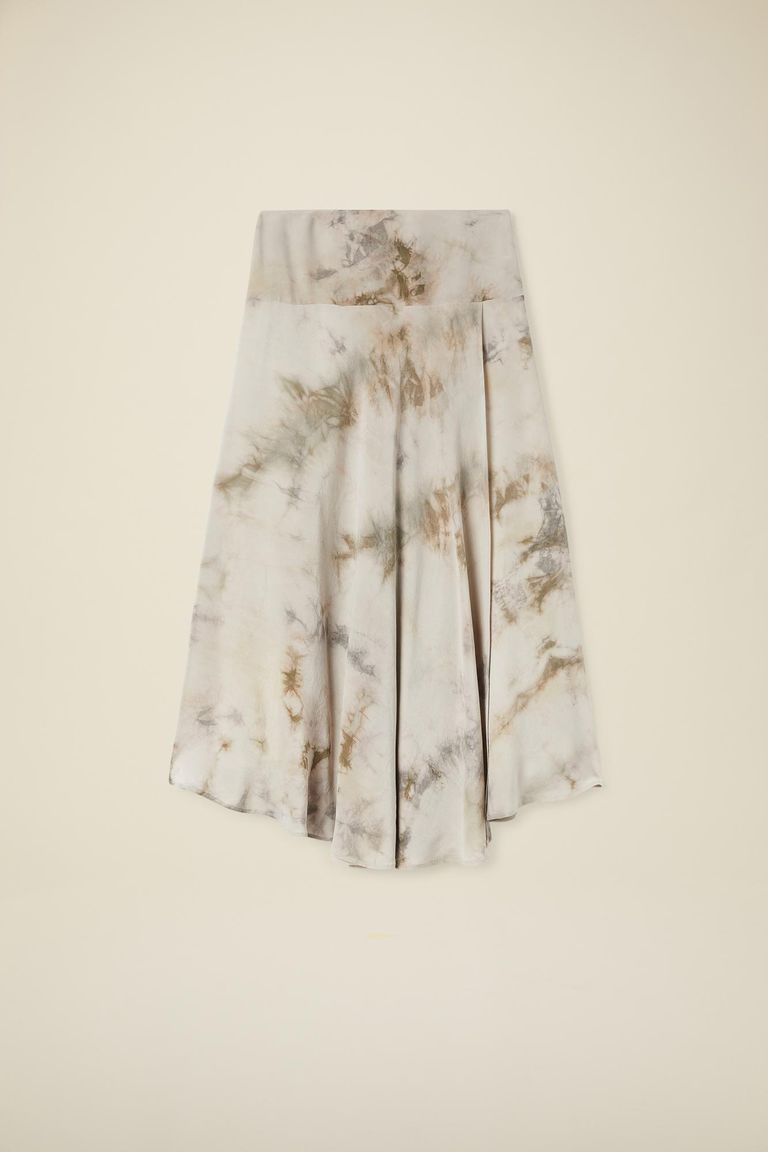 Gonna in crepe de chine con maltintura