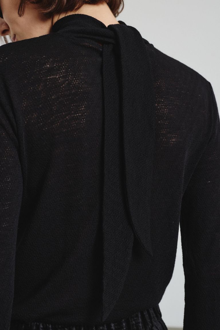 T-shirt with scarf detail in openwork jersey