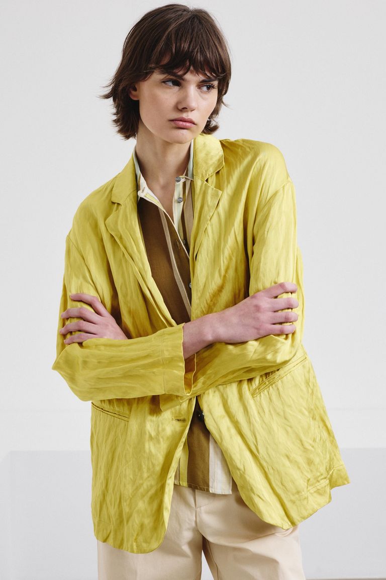 Giacca in raso di viscosa crinkled