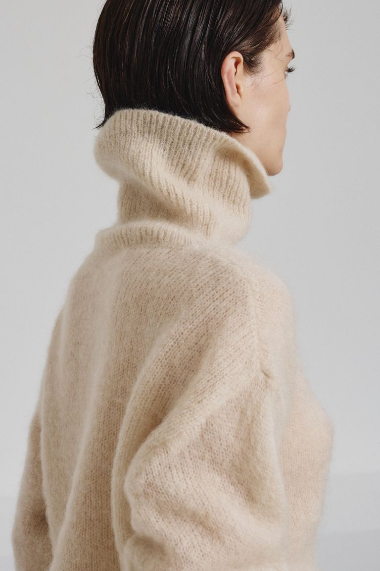 High-neck sweater in mohair