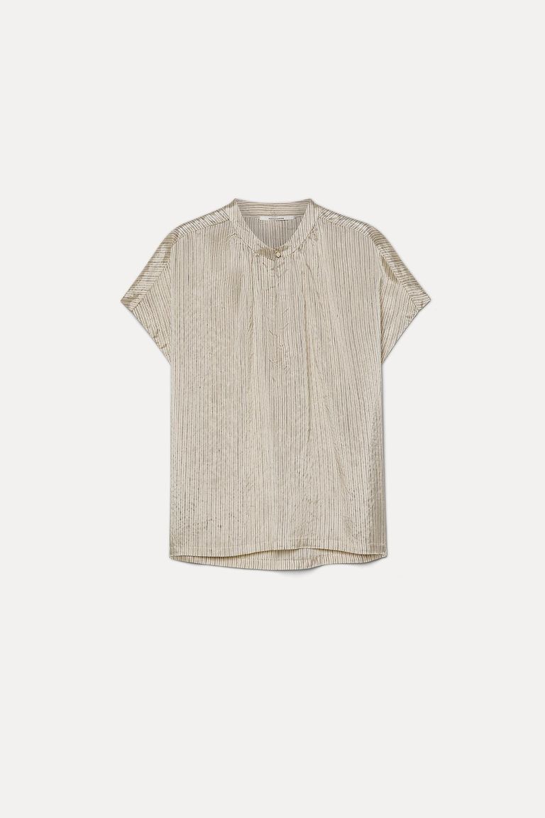 Striped shantung top in viscose, linen, and silk