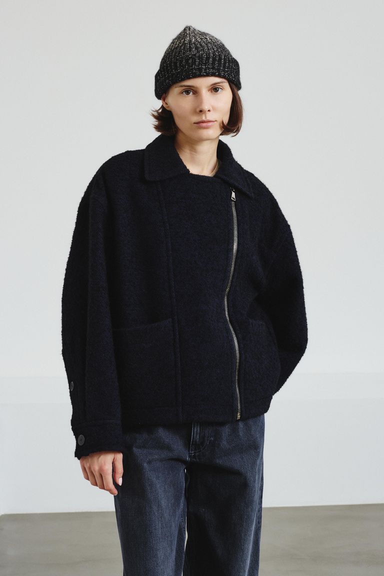 Two-tone bouclè peacoat