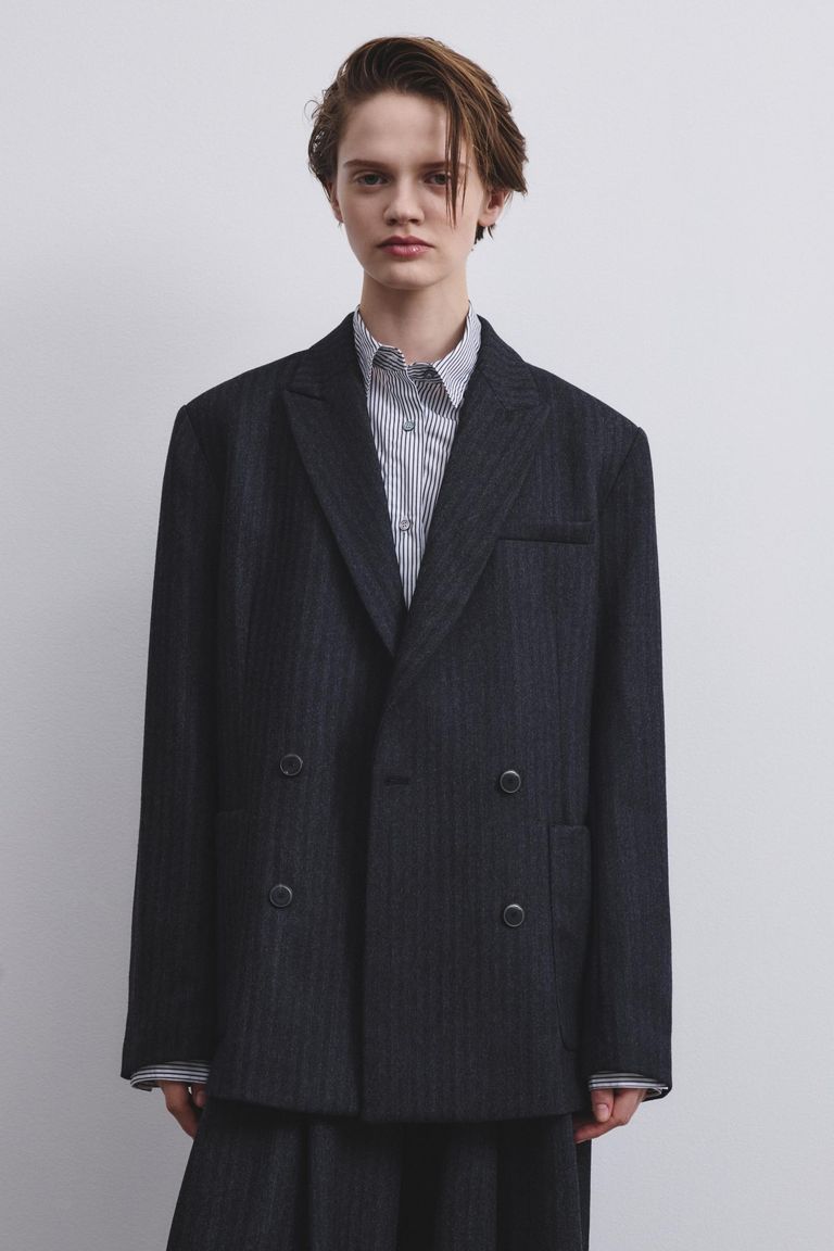 Double-breasted jacket in micro-herringbone