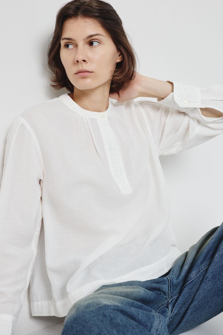 Structured gauze polo shirt