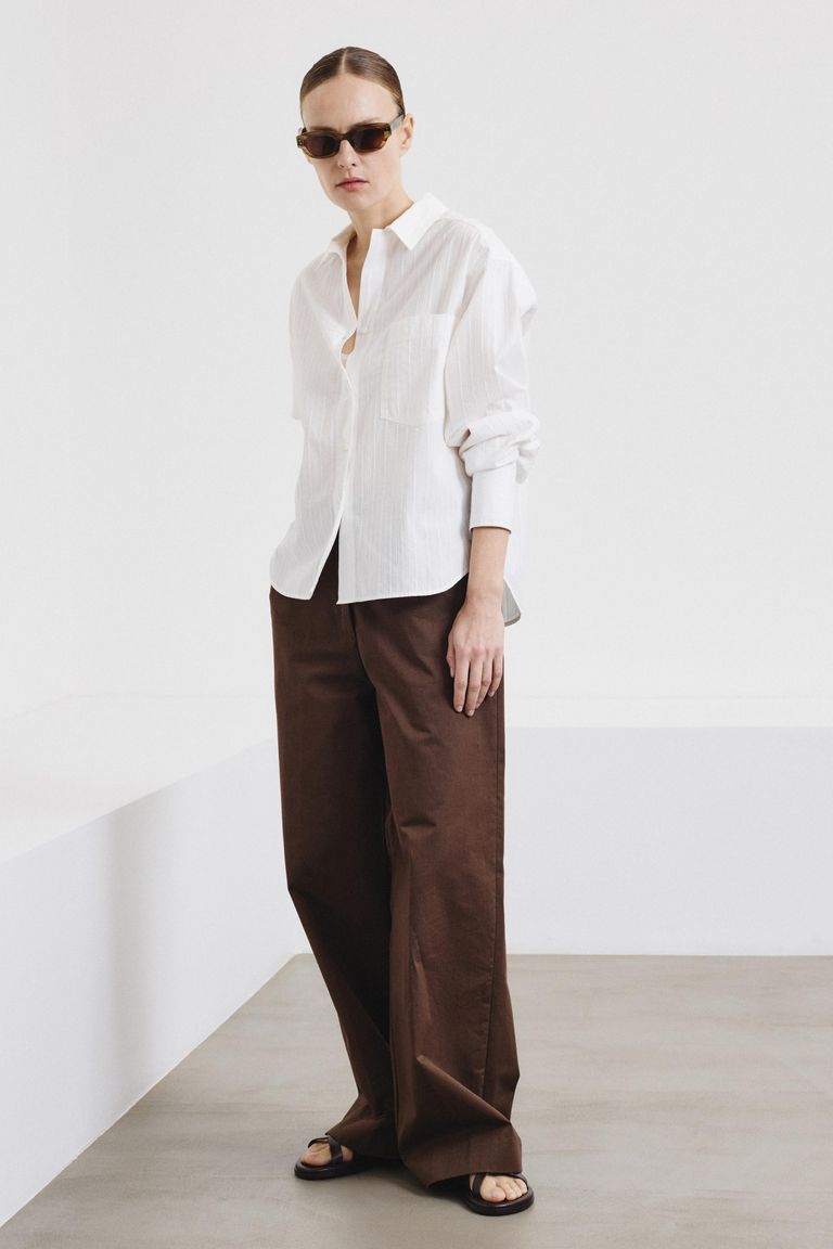 Tone-on-tone striped jacquard cotton shirt