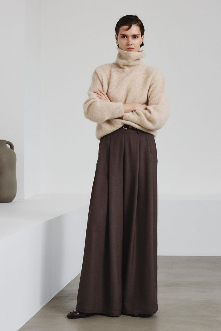 Wide-leg trousers in gabardine