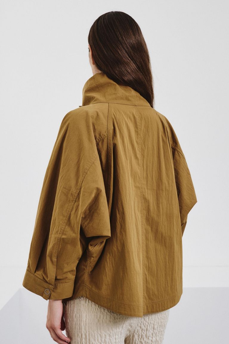 Technical cotton caban jacket mustard