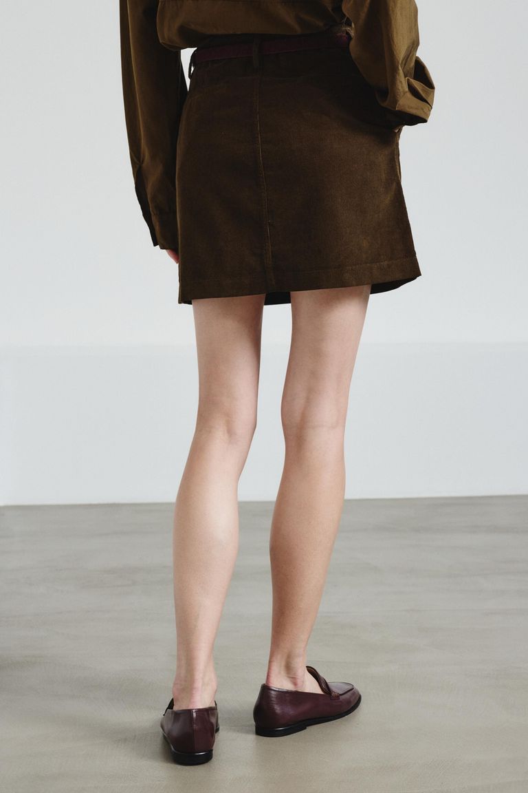 Fine-wale corduroy mini skirt