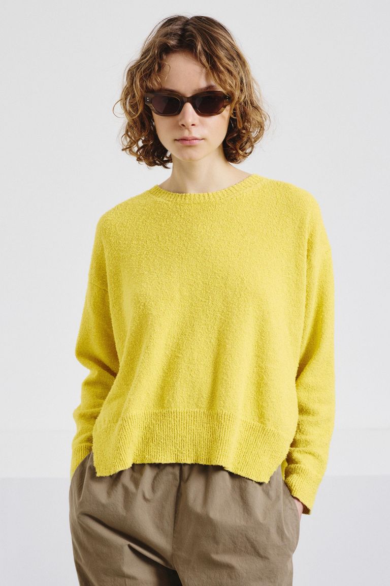 Crew-neck knit in linen and cotton