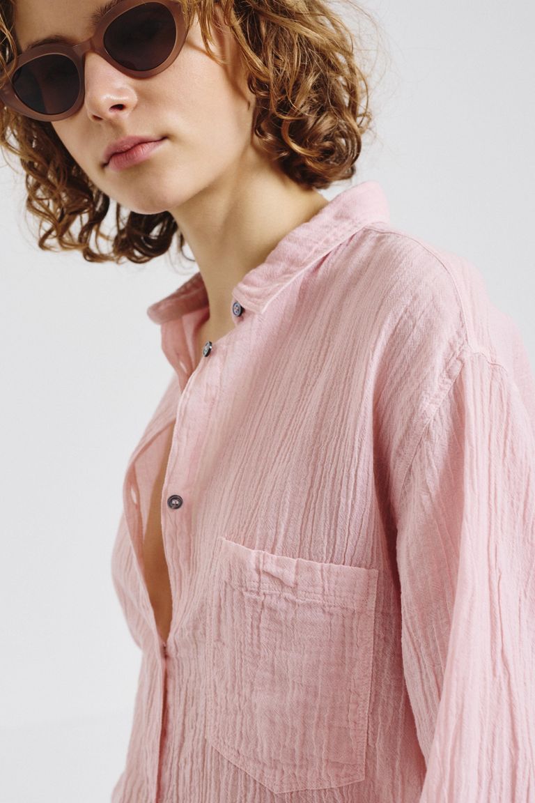 Organic cotton crepe gauze shirt
