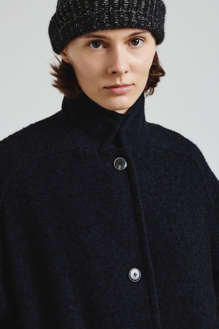 Two-tone bouclè coat