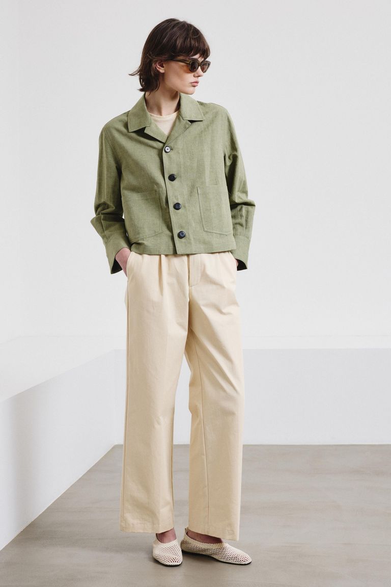 Jacket in linen and cotton panama