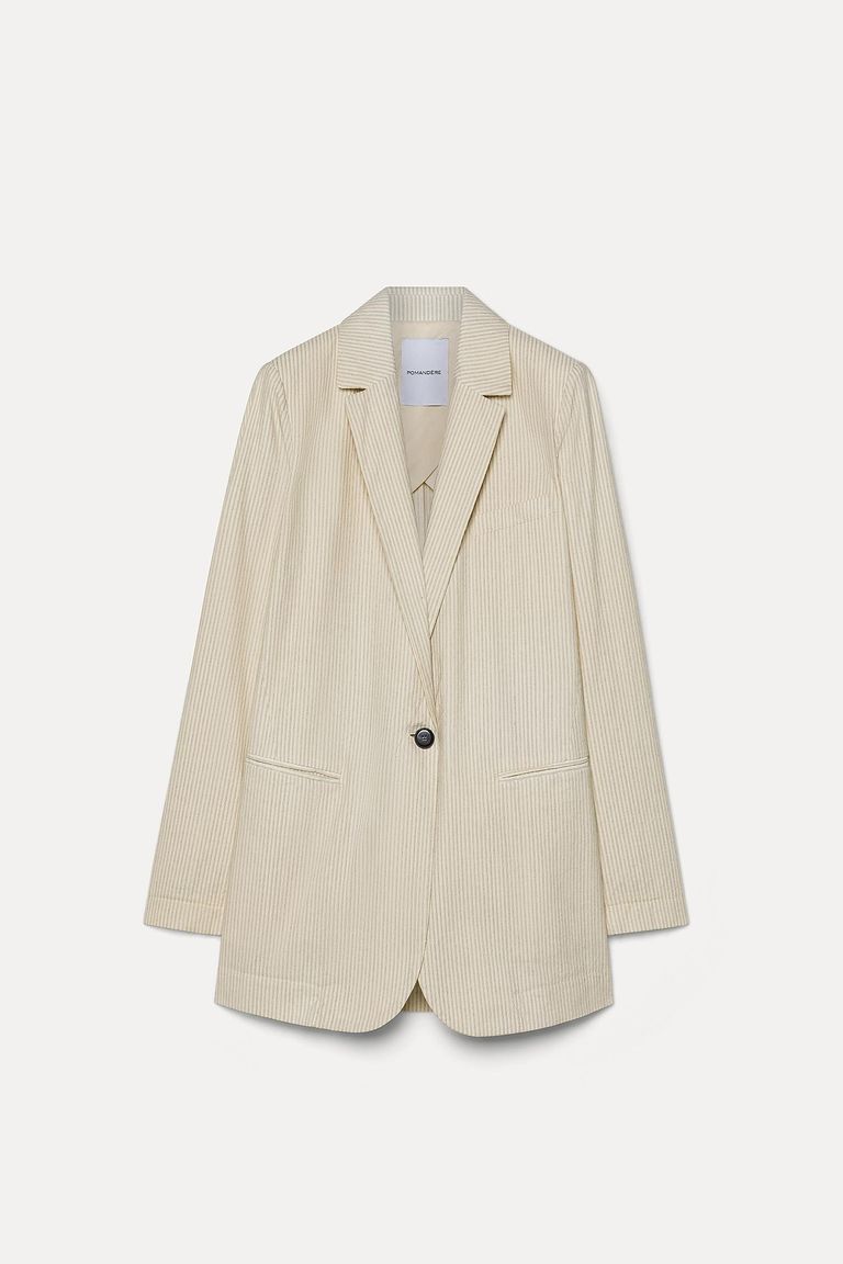 Pinstripe cotton gabardine jacket
