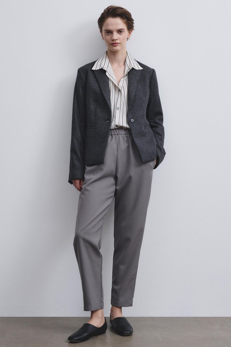 Pantalone jogging in twill misto lana fumo