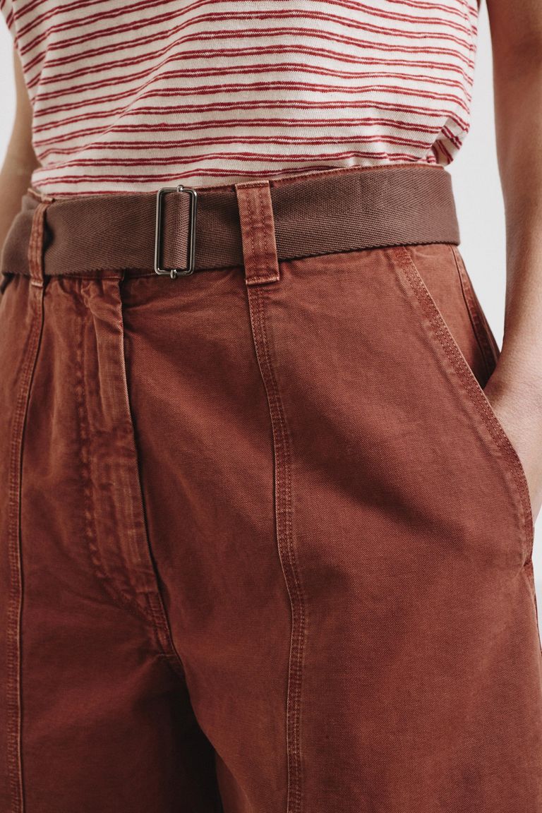 Cargo-style cotton panama trousers