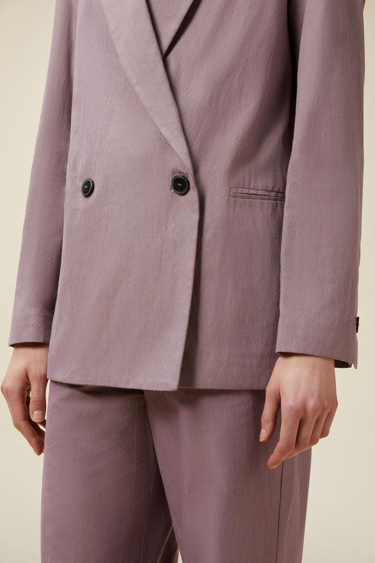 Double-breasted jacket in cotton and nylon canvas