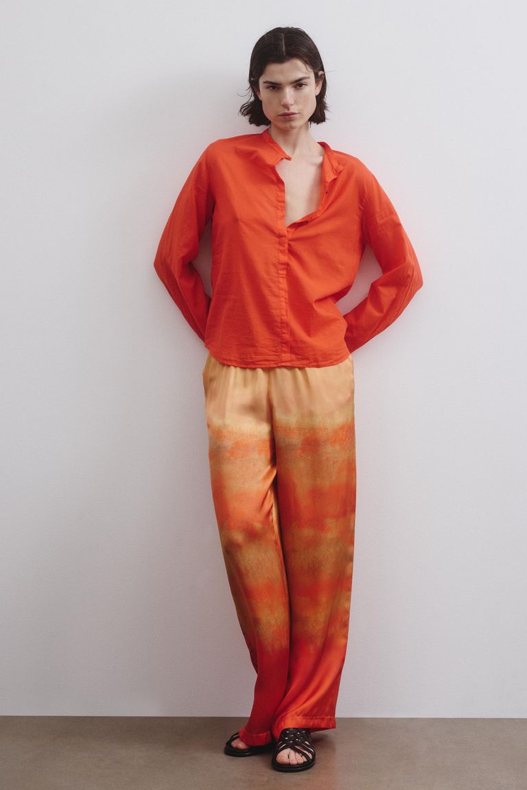 Cotton muslin shirt poppy