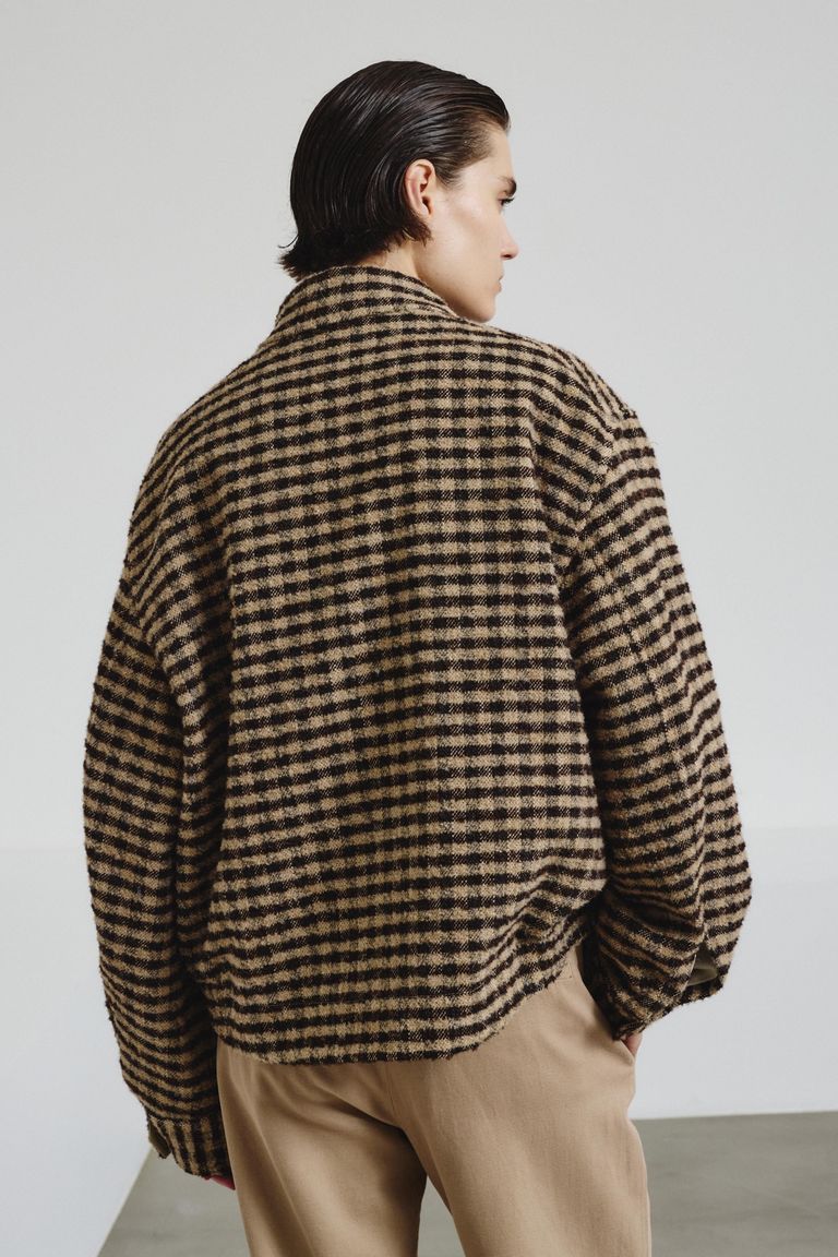 Bouclè check peacoat