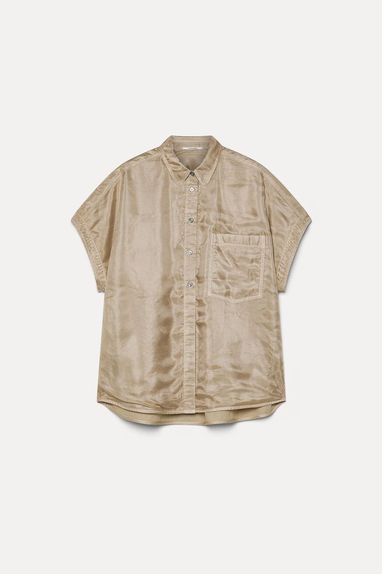 Camicia in tessuto accoppiato di cotone e seta