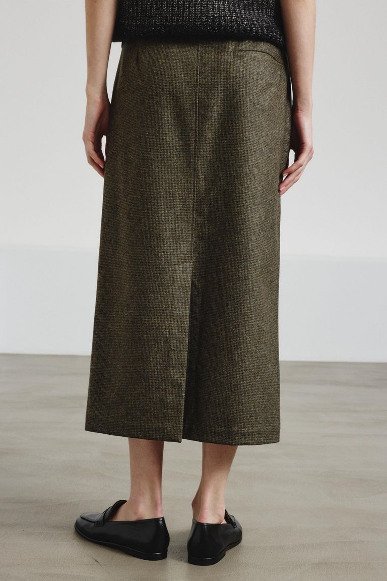 Micro houndstooth flannel skirt