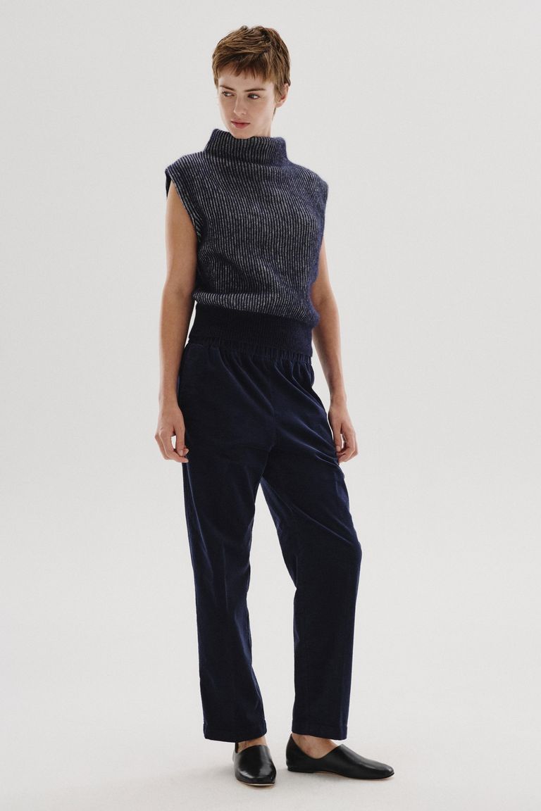 Pantalon de jogging en velours côtelé bleu foncé