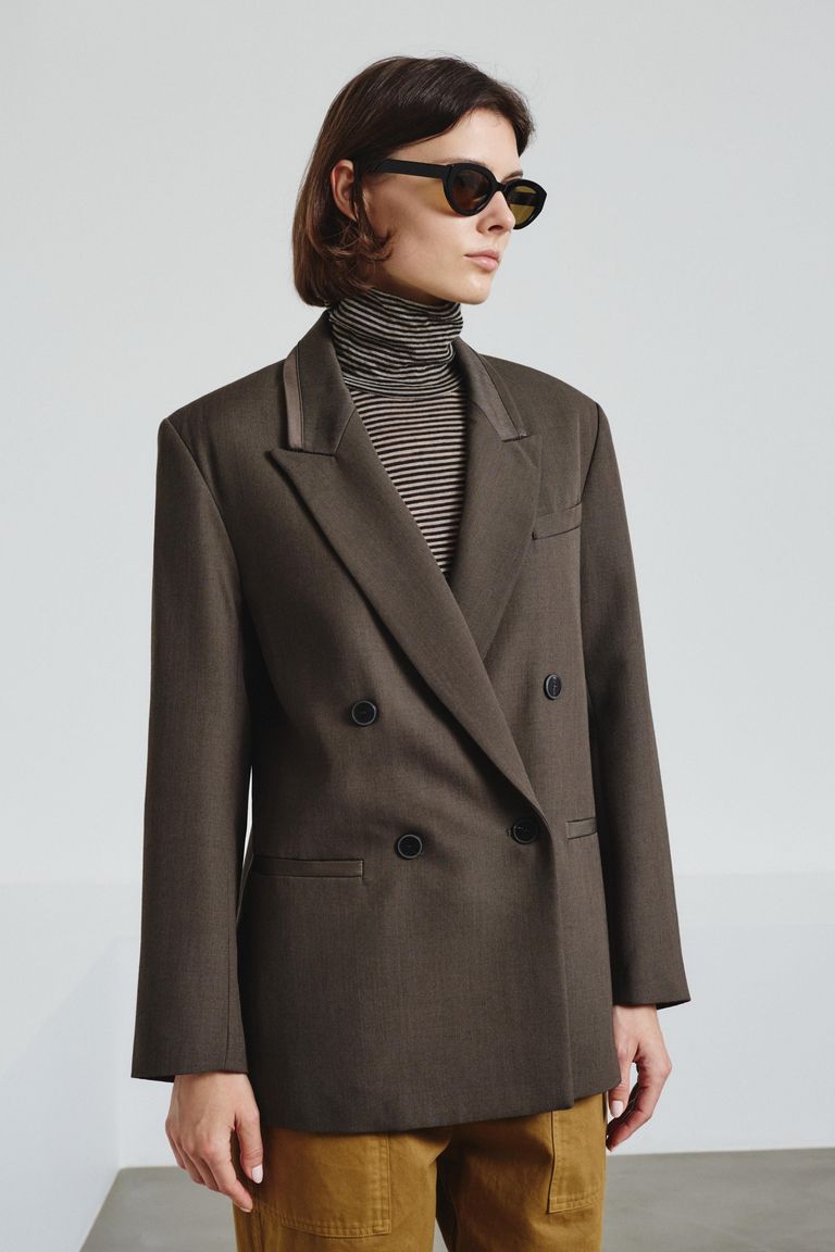 Gabardine jacket with satin trims