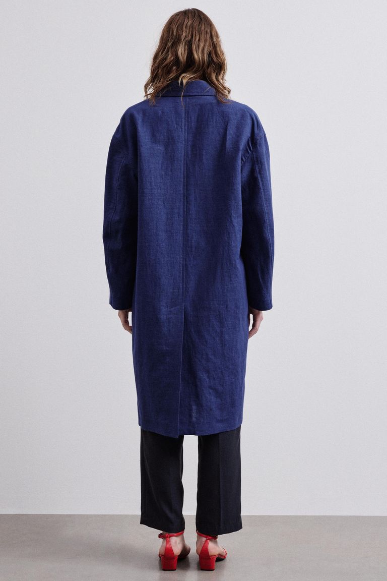 Cappotto in diagonale di cotone e lino