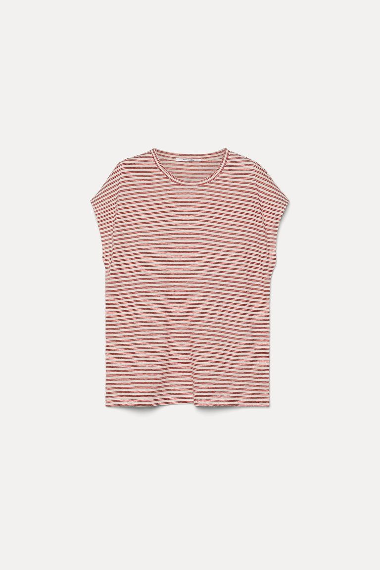 Striped cotton and linen jersey top