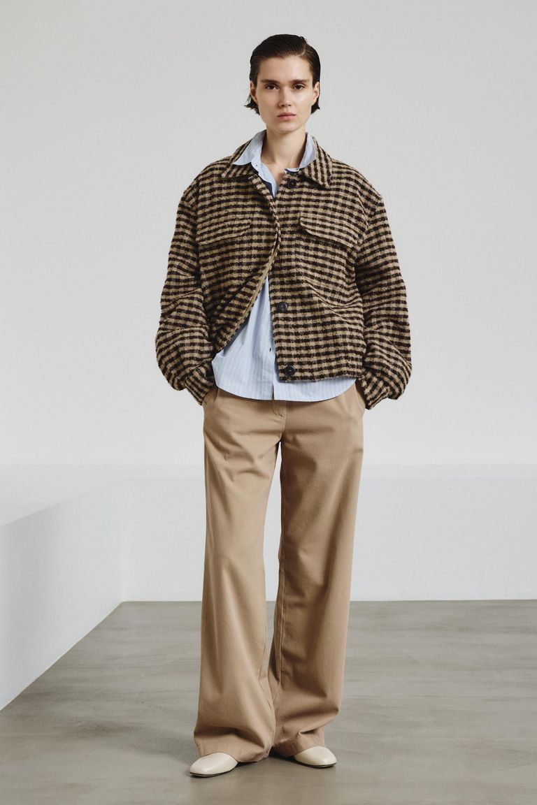 Bouclè check peacoat