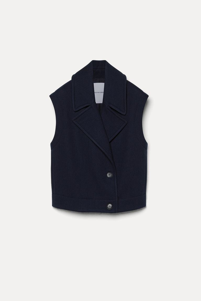 Wool and cashmere cloth vest dark blue